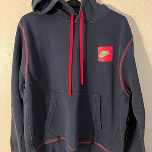 Nike Dark Blue Hoodie with Red and Green Accents